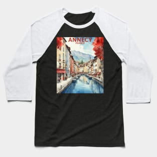 Annecy France Vintage Travel Poster Tourism Baseball T-Shirt